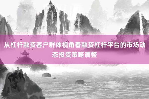 从杠杆融资客户群体视角看融资杠杆平台的市场动态投资策略调整