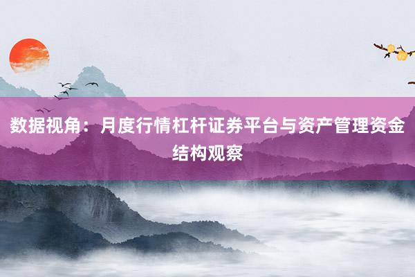 数据视角:月度行情杠杆证券平台与资产管理资金结构观察