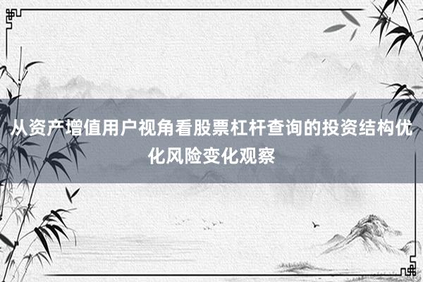 从资产增值用户视角看股票杠杆查询的投资结构优化风险变化观察