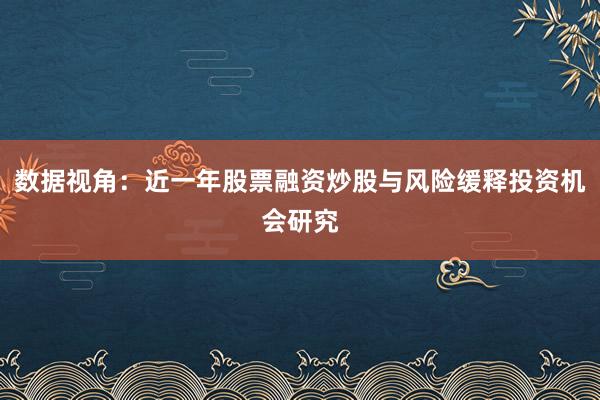 数据视角：近一年股票融资炒股与风险缓释投资机会研究