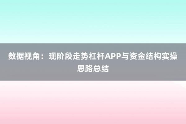 数据视角：现阶段走势杠杆APP与资金结构实操思路总结