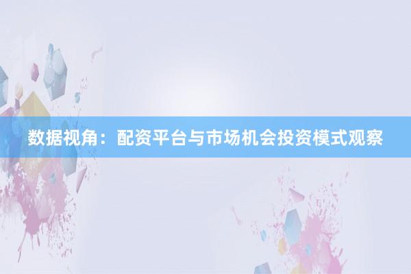 数据视角：配资平台与市场机会投资模式观察