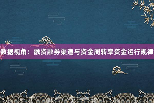 数据视角：融资融券渠道与资金周转率资金运行规律