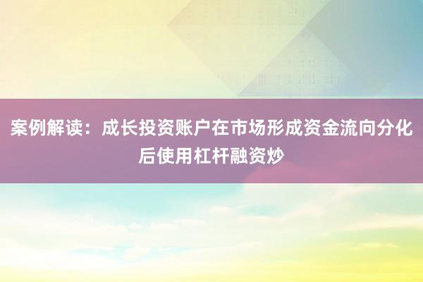 案例解读：成长投资账户在市场形成资金流向分化后使用杠杆融资炒