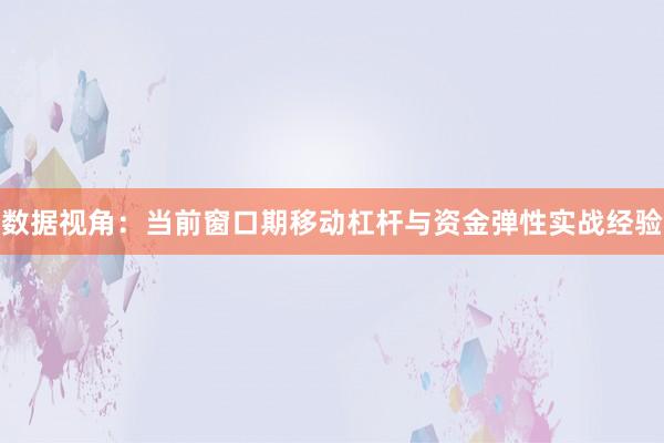 数据视角:当前窗口期移动杠杆与资金弹性实战经验