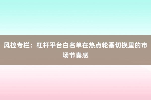 风控专栏：杠杆平台白名单在热点轮番切换里的市场节奏感