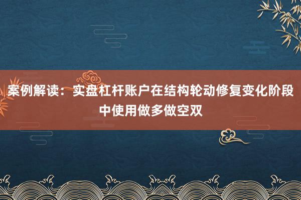 案例解读:实盘杠杆账户在结构轮动修复变化阶段中使用做多做空双