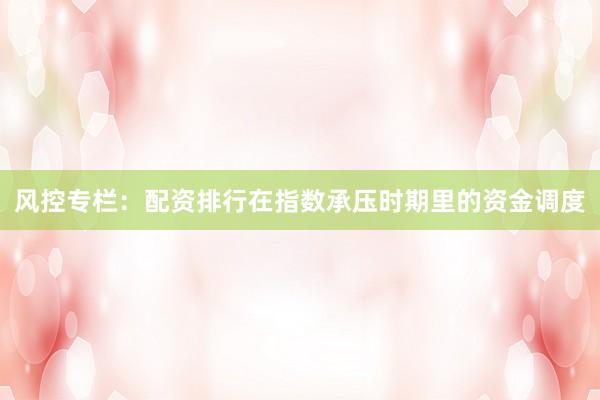 风控专栏：配资排行在指数承压时期里的资金调度