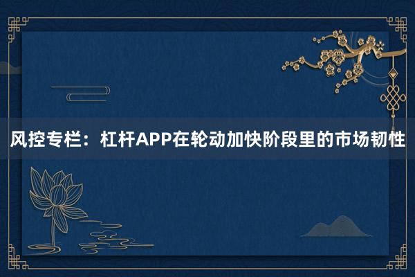 风控专栏：杠杆APP在轮动加快阶段里的市场韧性