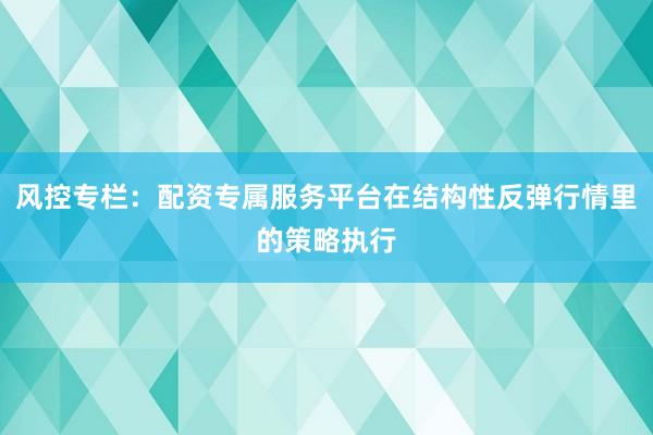风控专栏：配资专属服务平台在结构性反弹行情里的策略执行