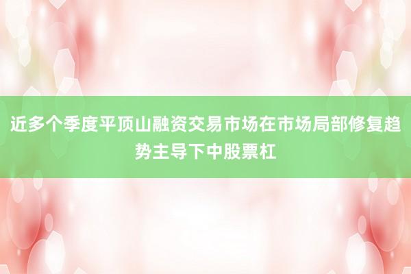 近多个季度平顶山融资交易市场在市场局部修复趋势主导下中股票杠