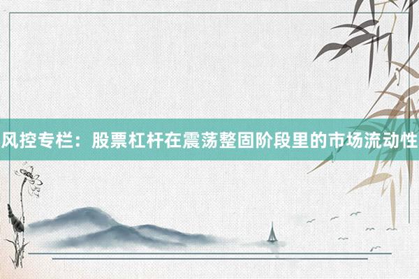 风控专栏:股票杠杆在震荡整固阶段里的市场流动性