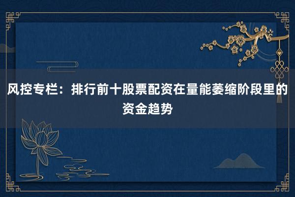 风控专栏:排行前十股票配资在量能萎缩阶段里的资金趋势