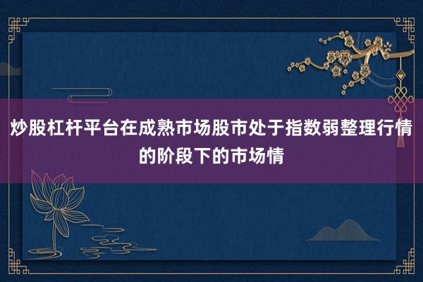 炒股杠杆平台在成熟市场股市处于指数弱整理行情的阶段下的市场情