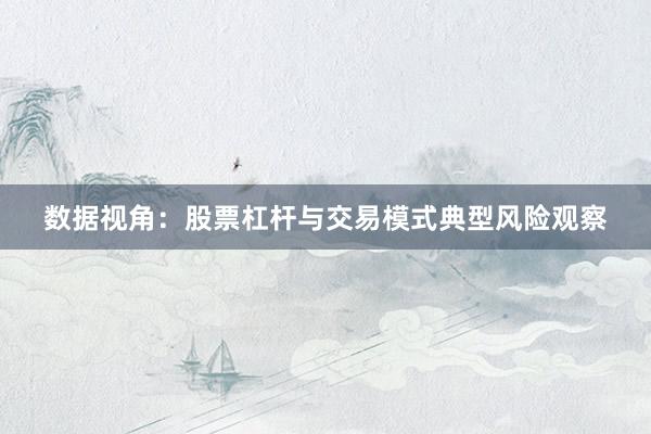 数据视角：股票杠杆与交易模式典型风险观察