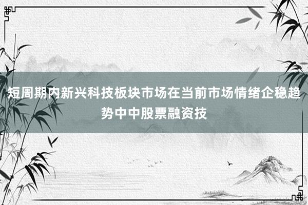 短周期内新兴科技板块市场在当前市场情绪企稳趋势中中股票融资技