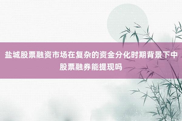 盐城股票融资市场在复杂的资金分化时期背景下中股票融券能提现吗