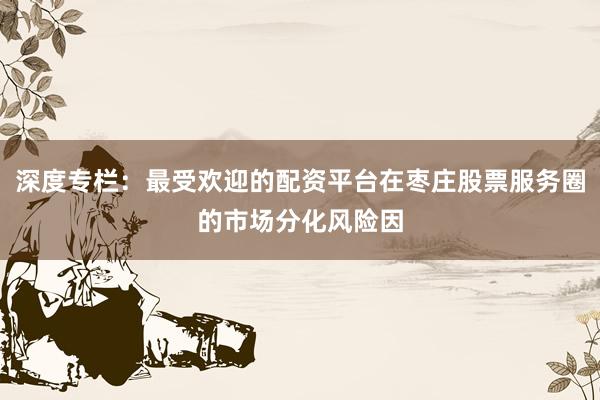深度专栏：最受欢迎的配资平台在枣庄股票服务圈的市场分化风险因