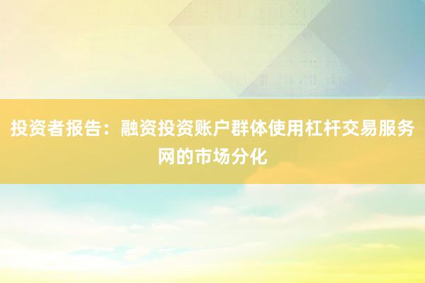 投资者报告：融资投资账户群体使用杠杆交易服务网的市场分化