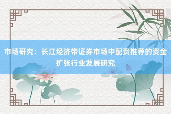 市场研究:长江经济带证券市场中配资推荐的资金扩张行业发展研究