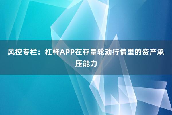 风控专栏:杠杆APP在存量轮动行情里的资产承压能力