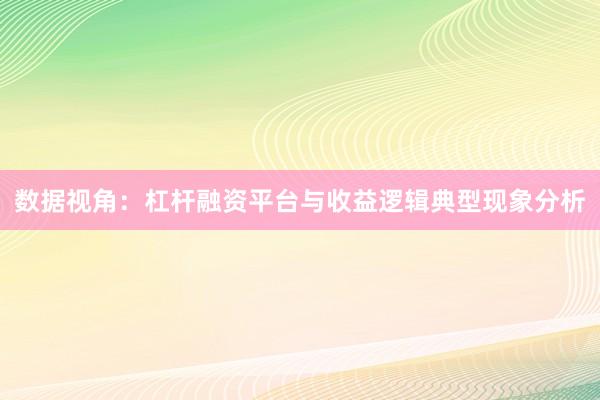 数据视角:杠杆融资平台与收益逻辑典型现象分析