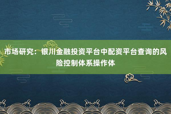 市场研究：银川金融投资平台中配资平台查询的风险控制体系操作体