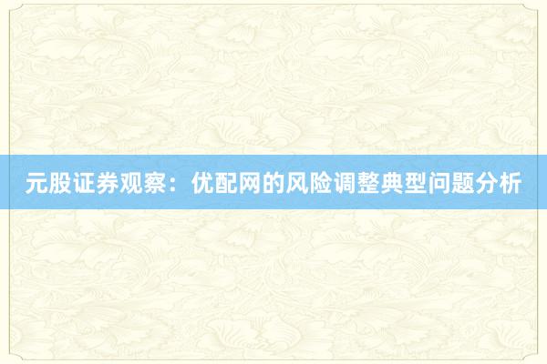 元股证券观察：优配网的风险调整典型问题分析