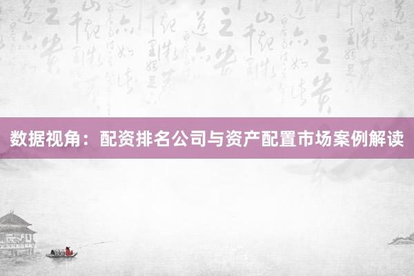 数据视角：配资排名公司与资产配置市场案例解读