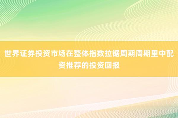 世界证券投资市场在整体指数拉锯周期周期里中配资推荐的投资回报