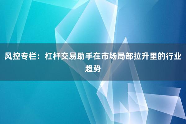 风控专栏：杠杆交易助手在市场局部拉升里的行业趋势