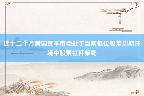 近十二个月跨国资本市场处于当前低位吸筹周期环境中股票杠杆策略