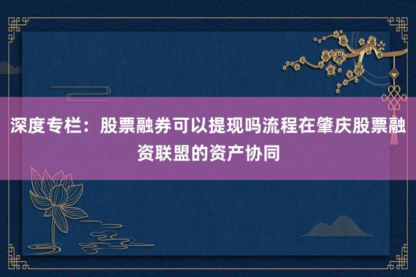 深度专栏：股票融券可以提现吗流程在肇庆股票融资联盟的资产协同