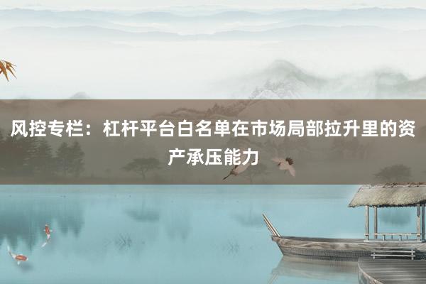 风控专栏：杠杆平台白名单在市场局部拉升里的资产承压能力
