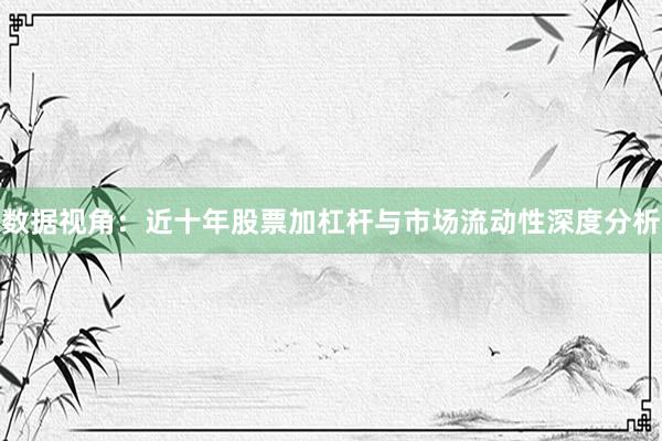 数据视角：近十年股票加杠杆与市场流动性深度分析