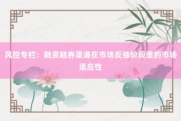 风控专栏：融资融券渠道在市场反抽阶段里的市场适应性