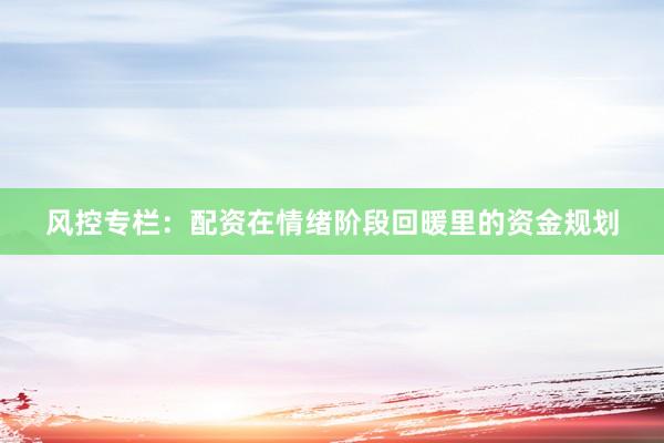 风控专栏:配资在情绪阶段回暖里的资金规划