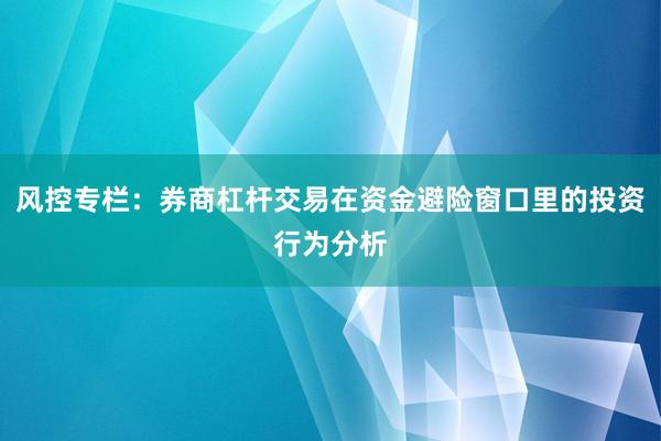 风控专栏：券商杠杆交易在资金避险窗口里的投资行为分析