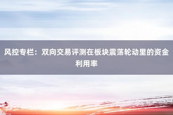 风控专栏：双向交易评测在板块震荡轮动里的资金利用率