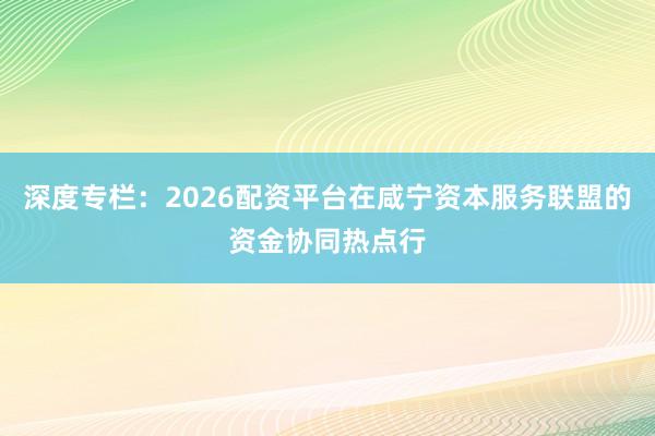 深度专栏：2026配资平台在咸宁资本服务联盟的资金协同热点行