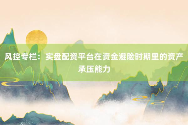 风控专栏：实盘配资平台在资金避险时期里的资产承压能力