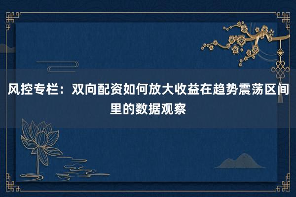 风控专栏：双向配资如何放大收益在趋势震荡区间里的数据观察