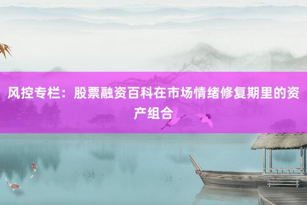 风控专栏:股票融资百科在市场情绪修复期里的资产组合