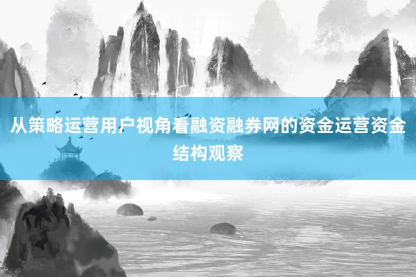 从策略运营用户视角看融资融券网的资金运营资金结构观察