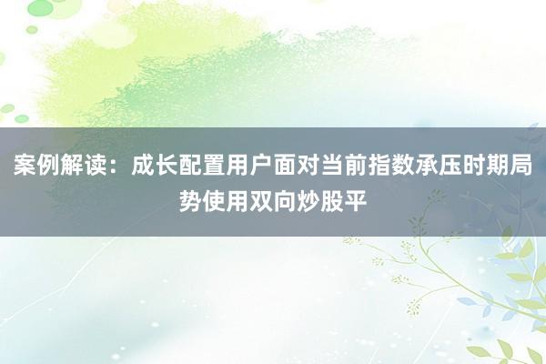 案例解读：成长配置用户面对当前指数承压时期局势使用双向炒股平