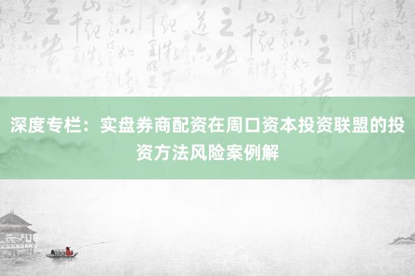 深度专栏：实盘券商配资在周口资本投资联盟的投资方法风险案例解