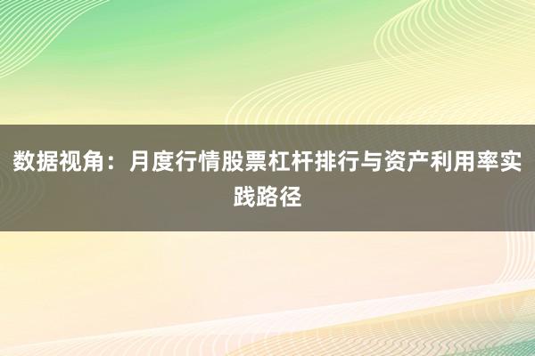 数据视角：月度行情股票杠杆排行与资产利用率实践路径