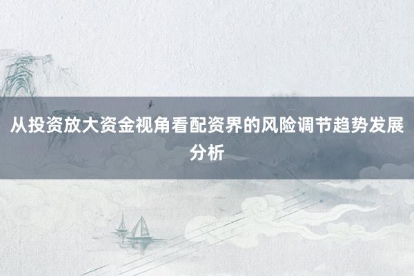 从投资放大资金视角看配资界的风险调节趋势发展分析