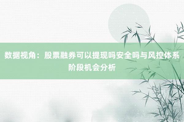 数据视角:股票融券可以提现吗安全吗与风控体系阶段机会分析