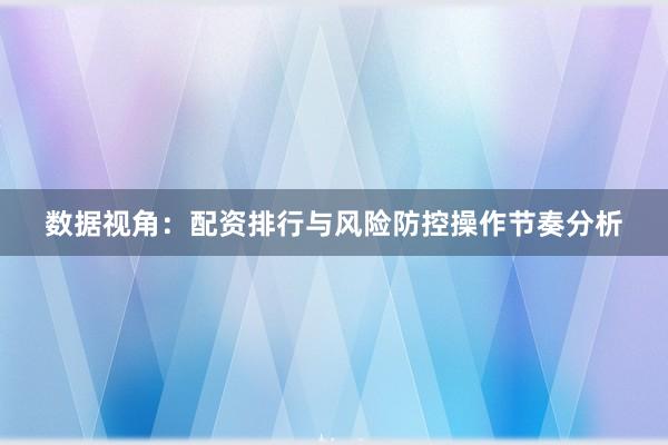 数据视角：配资排行与风险防控操作节奏分析